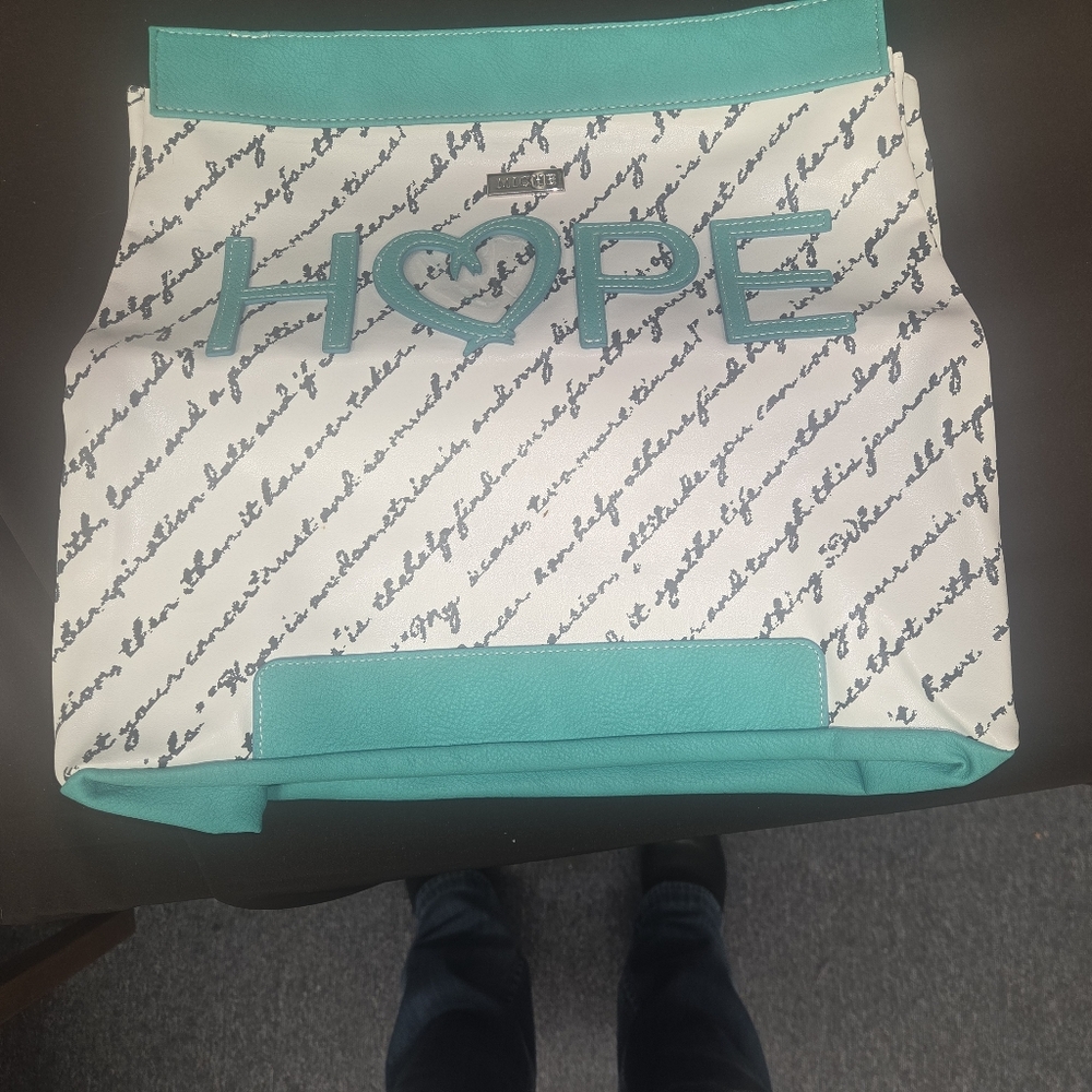 New Miche  Teal and White Tote Bag